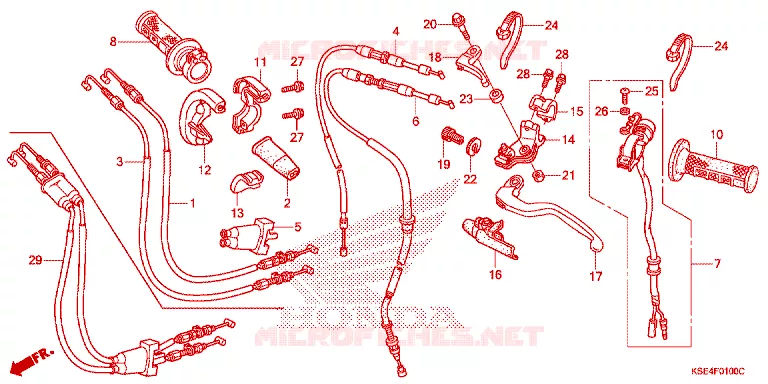 LEVIER DE GUIDON - CABLE - COMMODO Honda MOTO 150 CRF 2010  CRF150R9