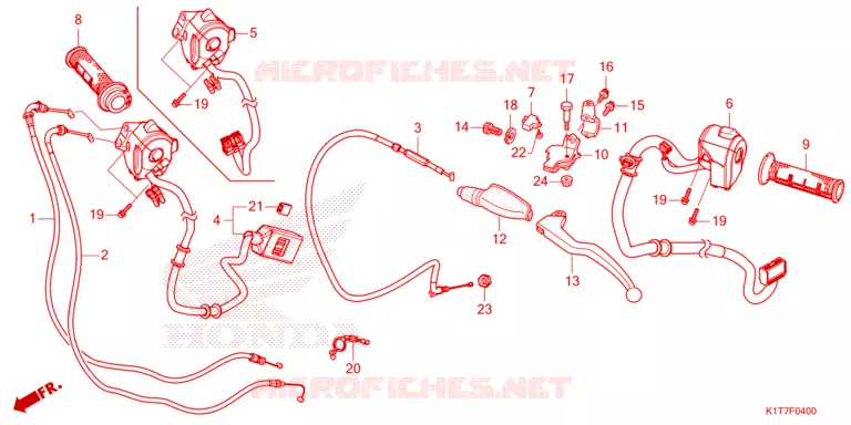 LEVIER DE GUIDON - CABLE - COMMODO Honda MOTO 250 CRF 2024  CRF250LRAP