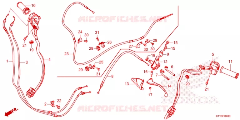 LEVIER DE GUIDON - CABLE - COMMODO Honda SCOOTER 125 PCX 2022  WW125AN