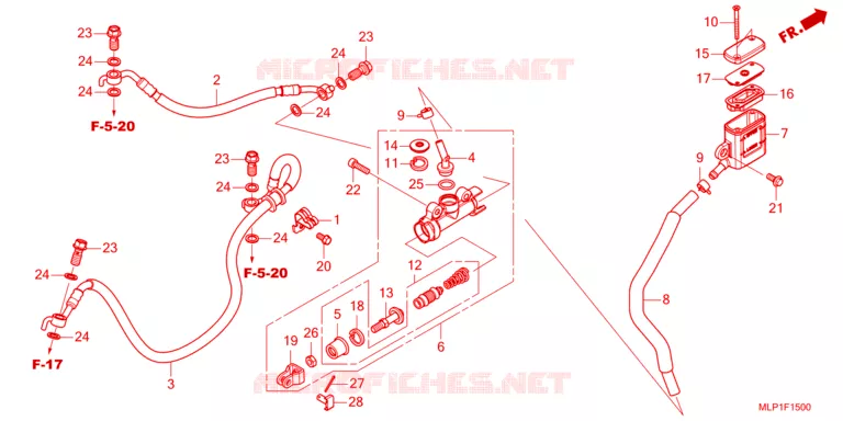 MAITRE CYLINDRE DE FREIN ARRIERE Honda MOTO 500 CL 2023  CL500AP