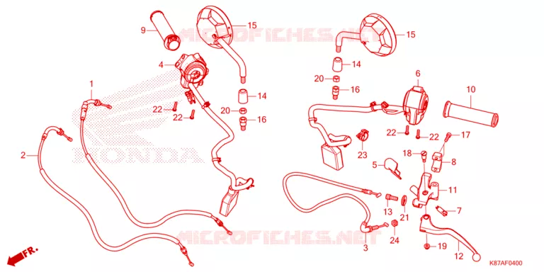 LEVIER DE GUIDON - CABLE - COMMODO Honda MOTO 500 REBEL 2024  CMX300AP
