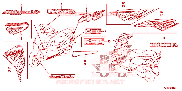 AUTOCOLLANTS Honda SCOOTER 110 DIO 2012  SCV110FBC