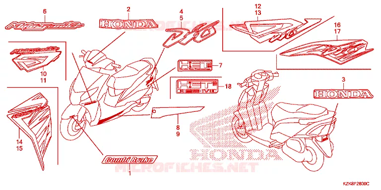 AUTOCOLLANTS Honda SCOOTER 110 DIO 2017  SCV110FBH