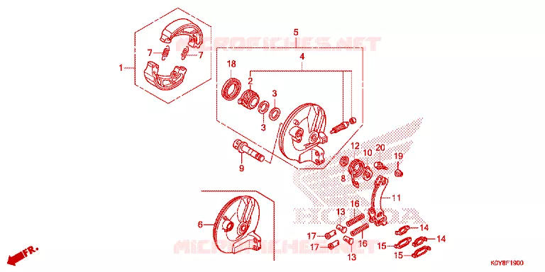 FLASQUE - MACHOIRES DE FREIN AVANT Honda SCOOTER 110 DIO 2020  SCV110FBL