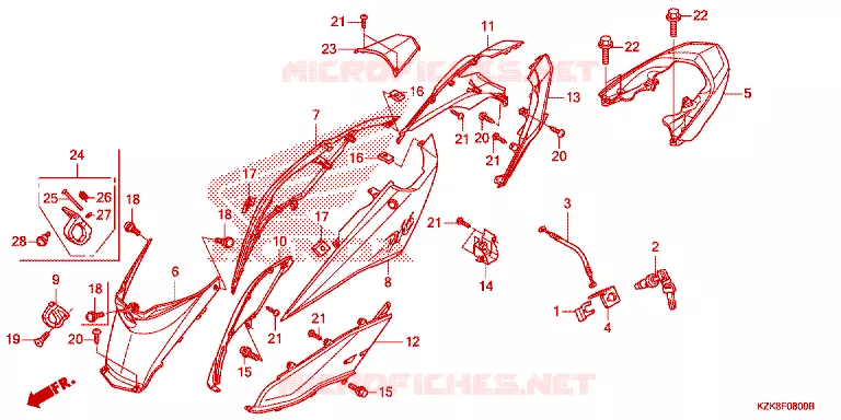 CARENAGE ARRIERE Honda SCOOTER 110 DIO 2013  SCV110FD