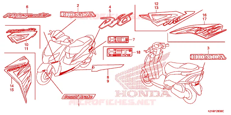 AUTOCOLLANTS Honda SCOOTER 110 DIO 2013  SCV110FD