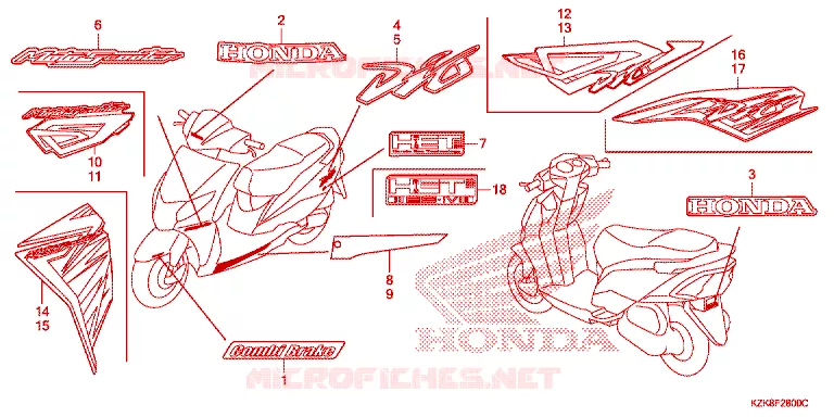 AUTOCOLLANTS Honda SCOOTER 110 DIO 2018  SCV110FH