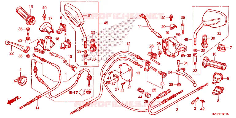 LEVIER DE GUIDON - CABLE - COMMODO Honda SCOOTER 110 DIO 2019  SCV110FK