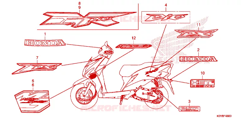 AUTOCOLLANTS Honda SCOOTER 110 DIO 2021  SCV110FL
