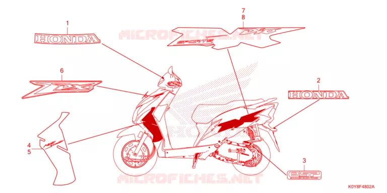 AUTOCOLLANTS Honda SCOOTER 110 DIO 2023  SCV110FP