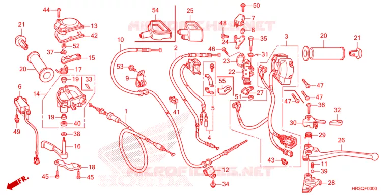 LEVIER DE GUIDON - CABLE - COMMODO Honda ATV 420 FOURTRAX 2023  TRX420FM2P