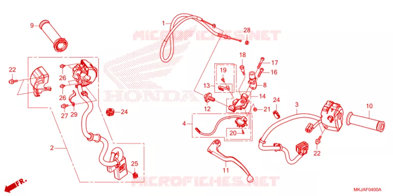 LEVIER DE GUIDON - CABLE - COMMODO Honda MOTO 1000 CB 2023  CB1000RAP