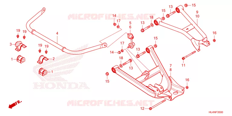 TRIANGLES - BARRE ANTI ROULIS Honda ATV 1000 PIONEER 2023  SXS1000M3DP