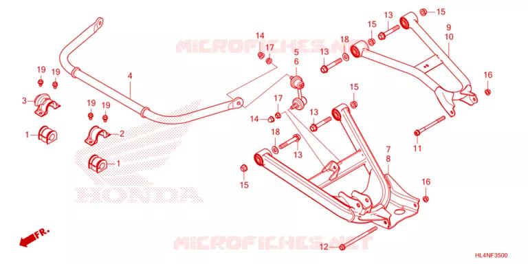TRIANGLES - BARRE ANTI ROULIS Honda ATV 1000 PIONEER 2023  SXS1000M5DP