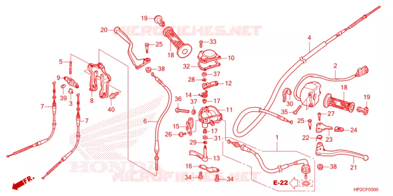 LEVIER DE GUIDON - CABLE - COMMODO Honda ATV 90 FOURTRAX 2023  TRX90XP