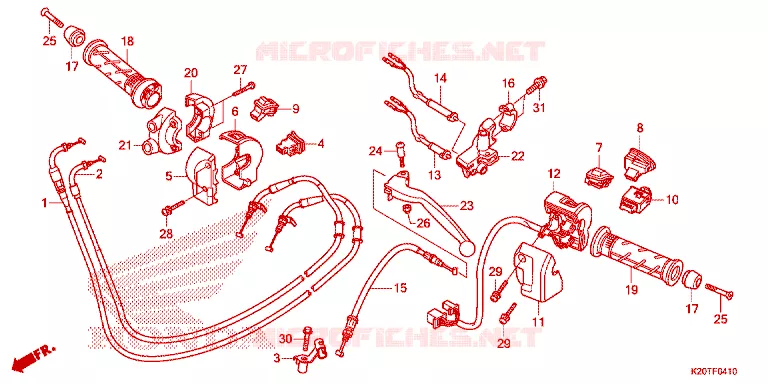 LEVIER DE GUIDON - CABLE - COMMODO Honda SCOOTER 110 ZOOMER 2019  ACG110CBTL