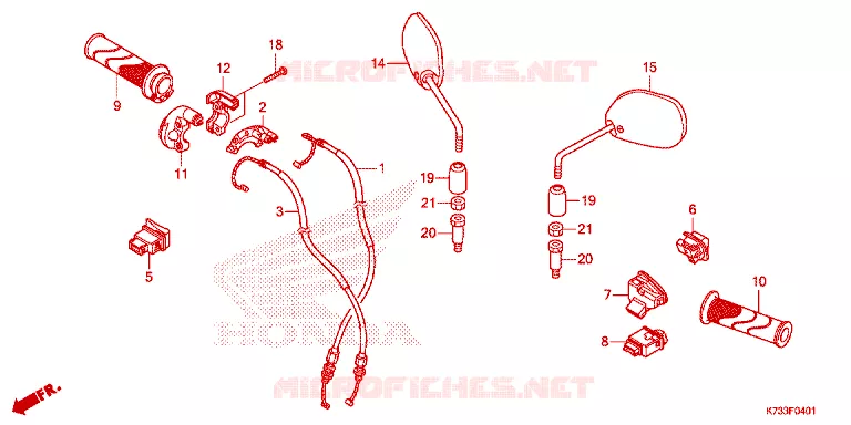 COMMODOS - POIGNEES - CABLES - MIROIR Honda MOTO 125 WAVE 2019  AFS125MSFL