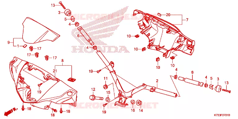 GUIDON - CARENAGE Honda MOTO 125 WAVE 2019  AFS125MSFL