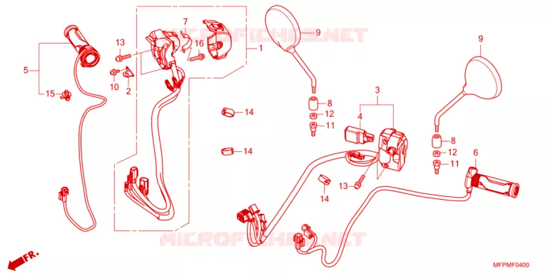 COMMODOS / POIGNEES / MIROIR (CB1300AD/SP) Honda MOTO 1300 CB 2023  CB1300ADP