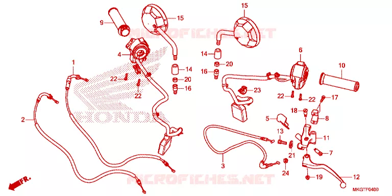 LEVIER DE GUIDON - CABLE - COMMODO Honda MOTO 500 REBEL 2021  CMX500AM