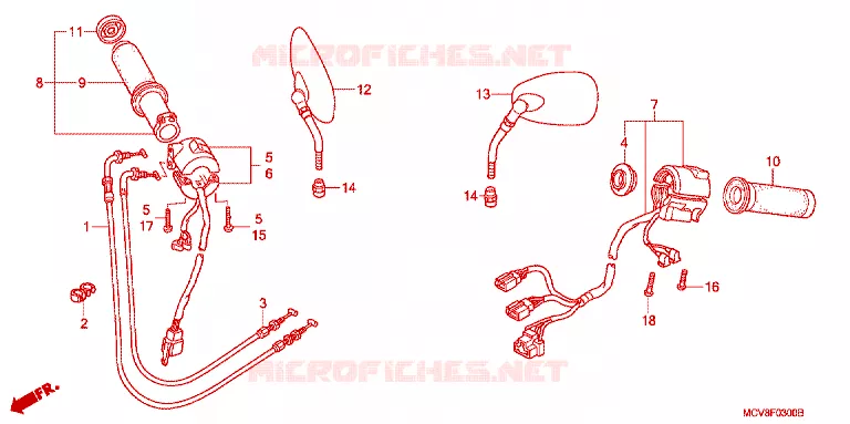 COMMODOS - POIGNEES - CABLES Honda MOTO 250 CRF 2024  CRF250RXR