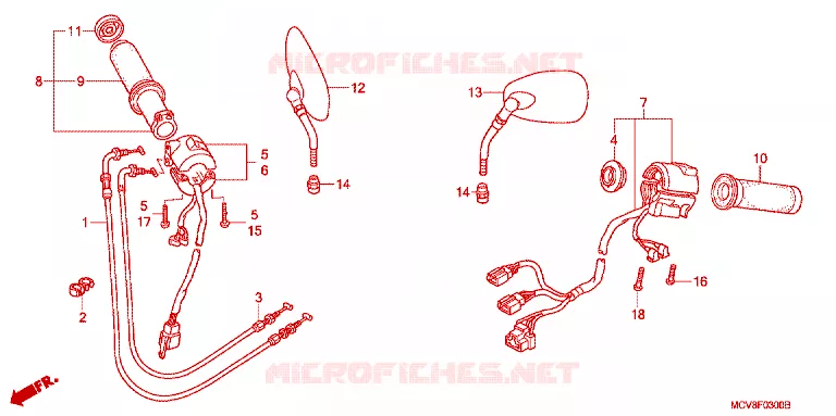 COMMODOS - POIGNEES - CABLES Honda MOTO 250 CRF 2024  CRF250RXR