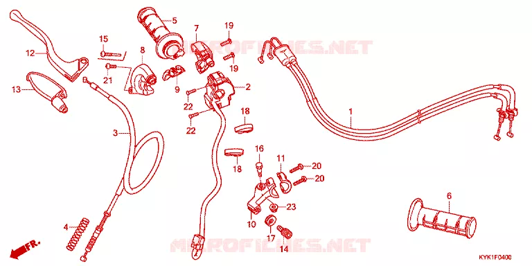 LEVIER DE GUIDON - CABLE - COMMODO Honda MOTO 110 CRF 2024  CRF110FR