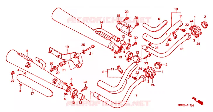 SILENCIEUX D'ECHAPPEMENT Honda MOTO 750 VT 2002  VT750DC2