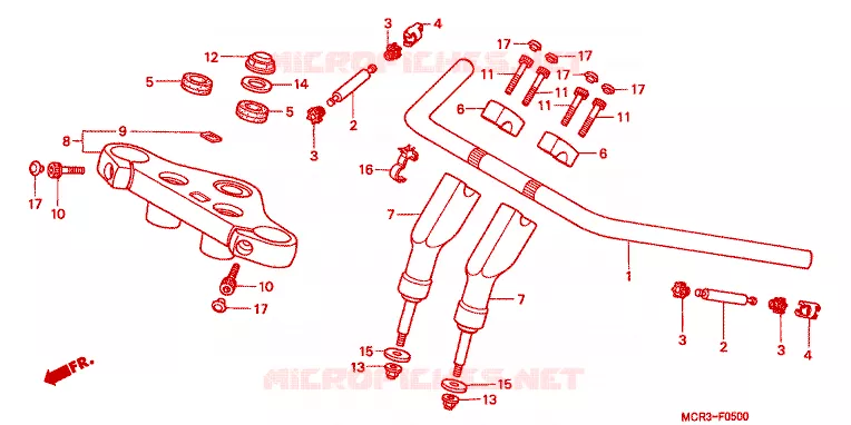 GUIDON - TE DE FOURCHE Honda MOTO 750 VT 2001  VT750DC1