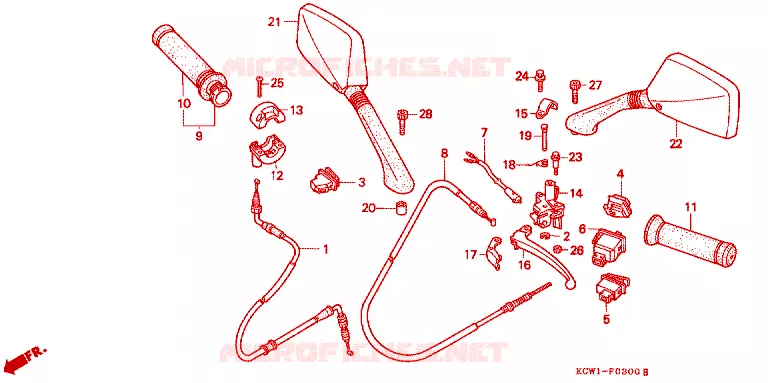 LEVIER DE GUIDON - CABLE - COMMODO Honda SCOOTER 125 SPACY 1996  CHA125S