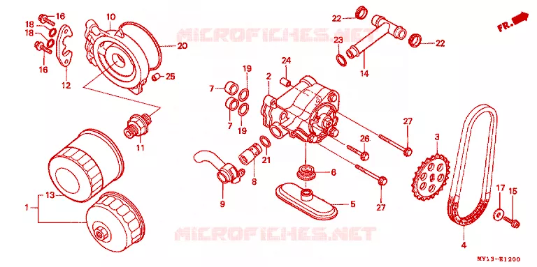 POMPE A HUILE - FILTRE A HUILE Honda MOTO 750 AFRICA-TWIN 2000  XRV750Y