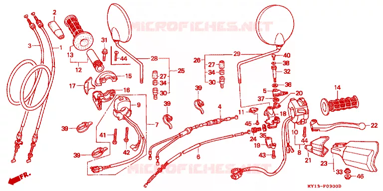 LEVIER DE GUIDON - CABLE - COMMODO Honda MOTO 750 AFRICA-TWIN 2000  XRV750Y