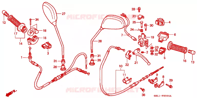 COMMODO - LEVIER - CABLE Honda SCOOTER 50 DIO 2000  SK50MY_ZX