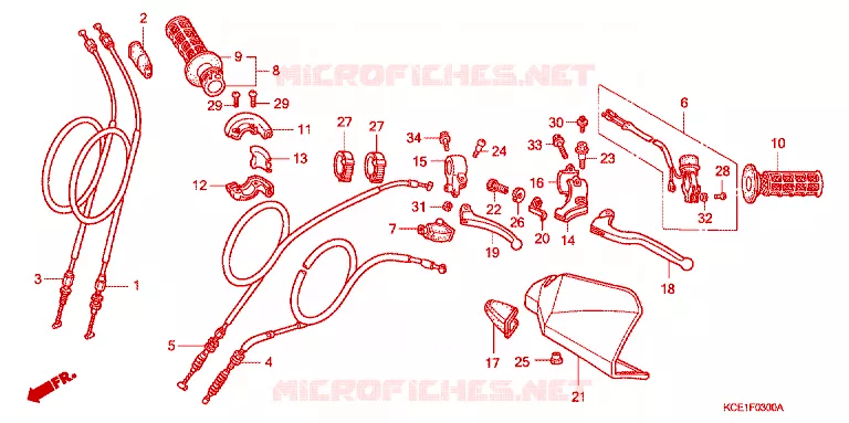 LEVIER DE GUIDON - CABLE - COMMODO Honda MOTO 250 XR 1996  XR250RT