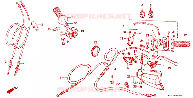 LEVIER DE GUIDON - CABLE - COMMODO Honda MOTO 250 XR 1986  XR250RF