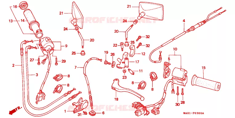 LEVIER DE GUIDON - CABLE - COMMODO Honda MOTO 1100 SHADOW 1996  VT1100C2S