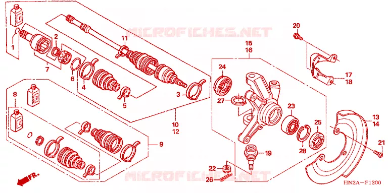 ARBRE DE ROUE  Honda ATV 500 FOURTRAX 2007  TRX500FA7