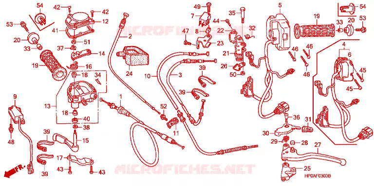 LEVIER DE GUIDON - CABLE - COMMODO Honda ATV 500 FOURTRAX 2007  TRX500FE7