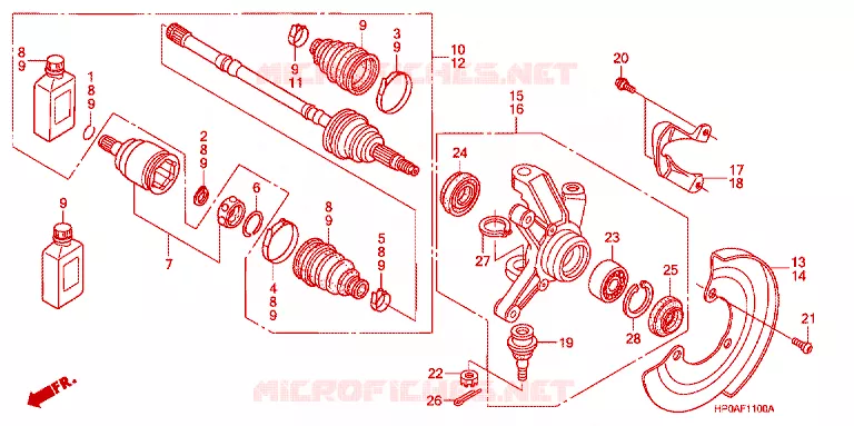 ARBRE DE ROUE  Honda ATV 500 FOURTRAX 2007  TRX500FE7