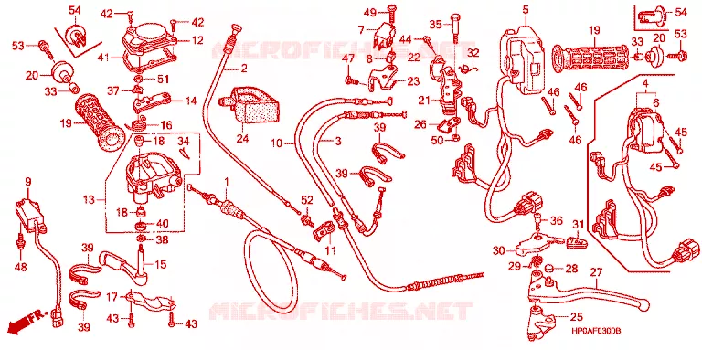 LEVIER DE GUIDON - CABLE - COMMODO Honda ATV 500 FOURTRAX 2007  TRX500FE7