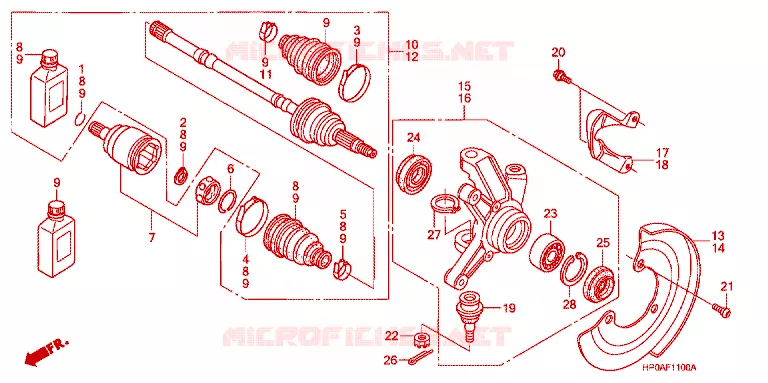 ARBRE DE ROUE  Honda ATV 500 FOURTRAX 2007  TRX500FM7