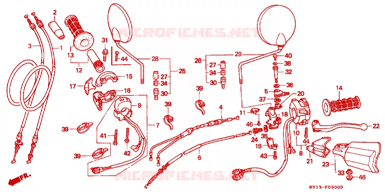 LEVIER DE GUIDON - CABLE - COMMODO Honda MOTO 750 AFRICA-TWIN 2000  XRV750Y