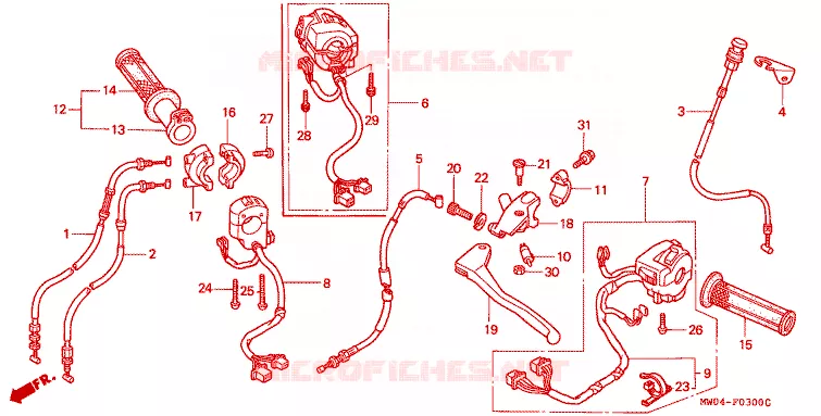 COMMODOS - POIGNEES Honda MOTO 900 CBR 1995  CBR900RRS