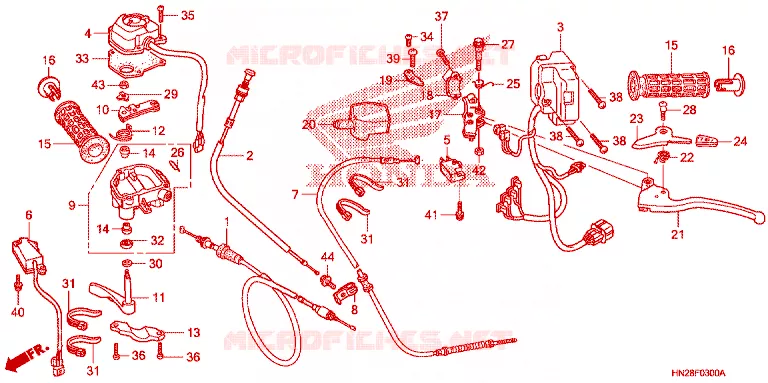 LEVIER DE GUIDON - CABLE - COMMODO Honda ATV 500 FOURTRAX 2009  TRX500FPA9
