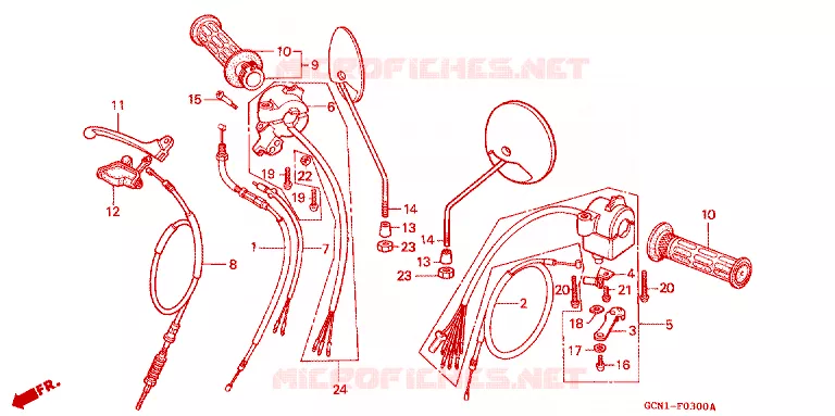 LEVIER DE GUIDON - CABLE - COMMODO Honda SCOOTER 50 C50 2002  C50LMY_J
