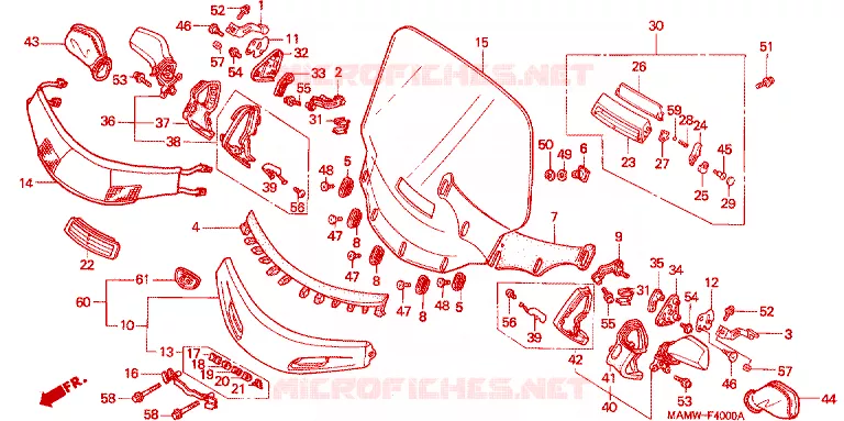 PARE-BRISE Honda MOTO 1500 GOLD-WING 1998  GL1500SEW
