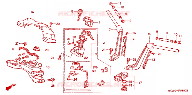 GUIDON - TE DE FOURCHE Honda MOTO 1800 GOLD-WING 2002  GL1800A2