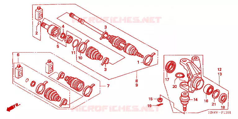 ARBRE DE ROUE Honda ATV 350 FOURTRAX 2006  TRX350FM6