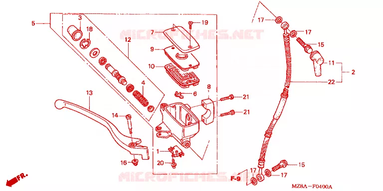 MAITRE CYLINDRE DE FREIN AVANT Honda MOTO 600 SHADOW 2002  VT600CD2