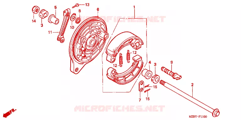 FLASQUE - MACHOIRES DE FREIN ARRIERE Honda MOTO 600 SHADOW 2000  VT600CD2Y